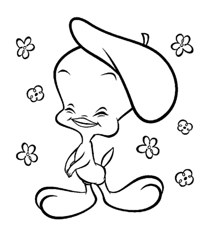 Tweety In Beret Coloring Page